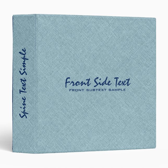 Teal Blue Linen Burlap Fabric Look Blue Accents Binder (Front/Spine)