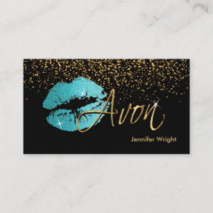 Teal Blue Lips Business Card