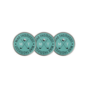 Teal Blue Logo Monogram for a Golf-Player Golf Ball Marker