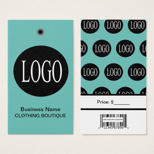 Teal Blue Logo with Bar Code Price Tags 