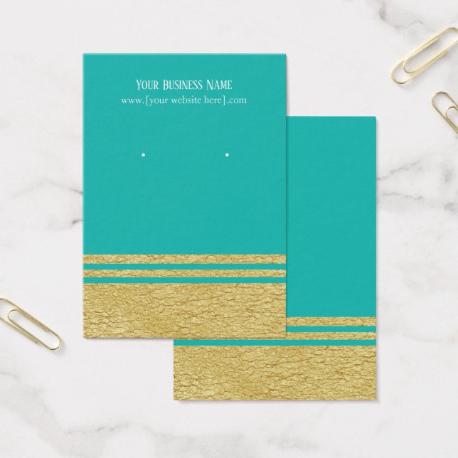 Teal Blue Luxe Faux Gold Earring Display Cards (Office)