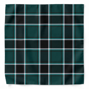 Teal Blue Marine Modern Tartan Bandana