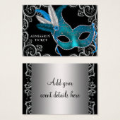 Teal Blue Masquerade Party Admission Tickets (Front & Back)