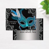 Teal Blue Masquerade Party Admission Tickets (Desk)