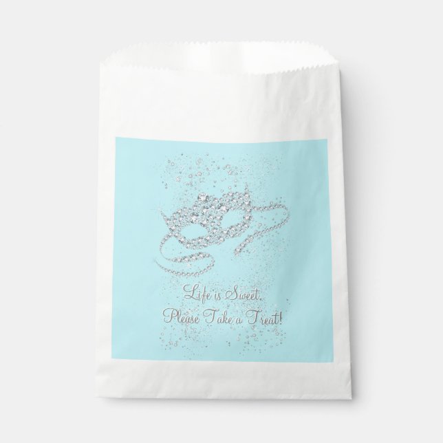 Teal Blue Masquerade Party Favor Bag (Front)