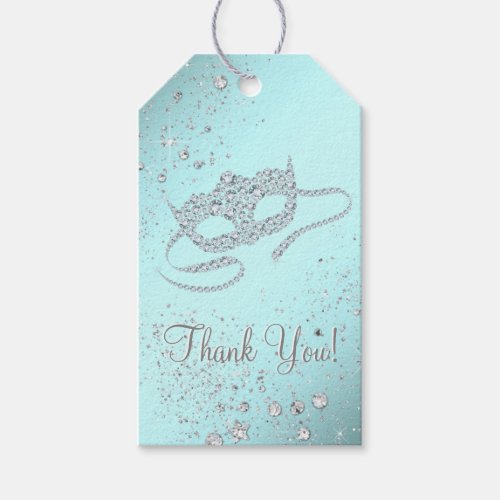 Teal Blue Masquerade Party Gift Tags