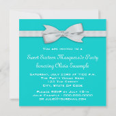Teal Blue Masquerade Party Invitation (Back)