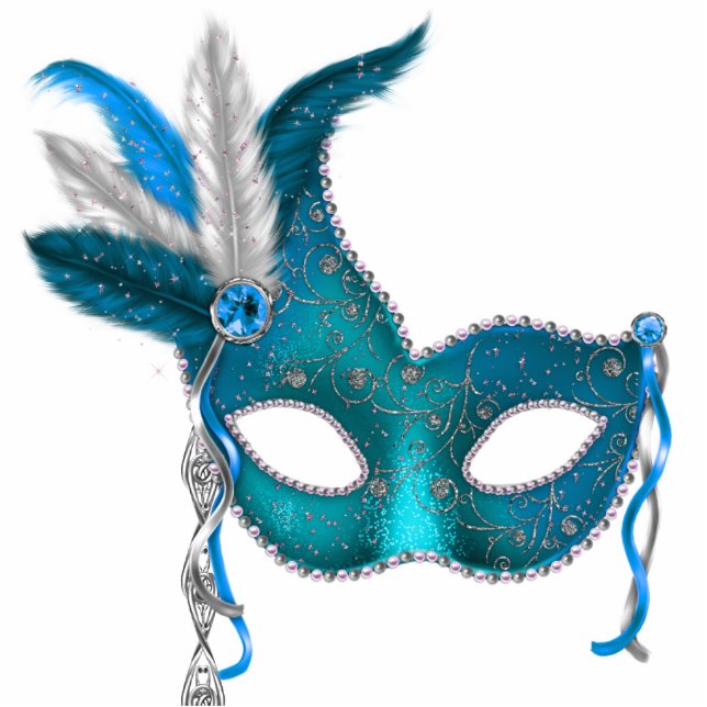 Teal Blue Masquerade Party Statuette (Front)