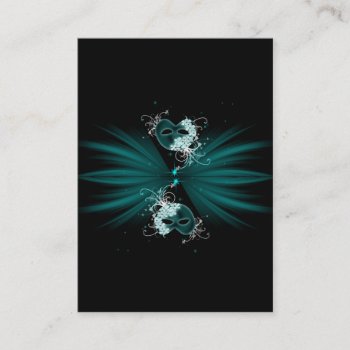 Teal Blue Masquerade Party Table Cards by decembermorning at Zazzle