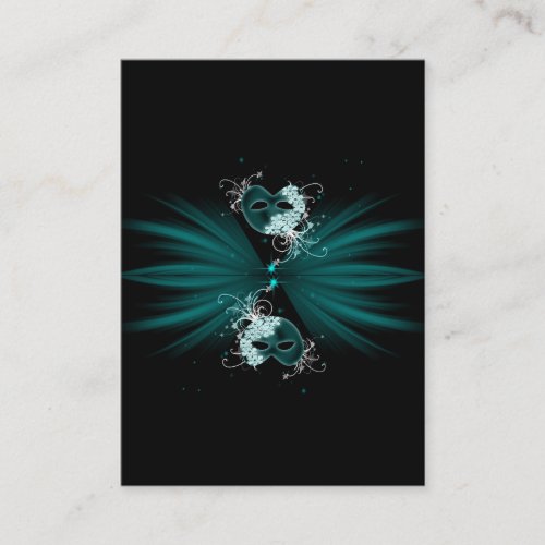 Teal Blue Masquerade Party Table Cards