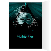 Teal Blue Masquerade Party Table Cards (Inside (Left))