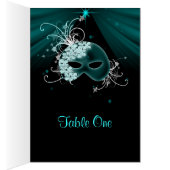 Teal Blue Masquerade Party Table Cards (Inside (Right))