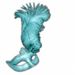 Teal Blue Masquerade Party Table Decorations Cutout<br><div class="desc">Pretty teal blue feather mask purple masquerade party table decoration acrylic sculpture cut-out.</div>