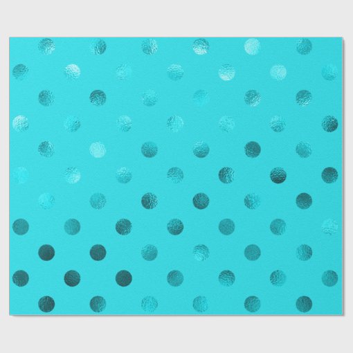 Teal Blue Metallic Faux Foil Polka Dot Aqua Wrapping Paper Zazzle