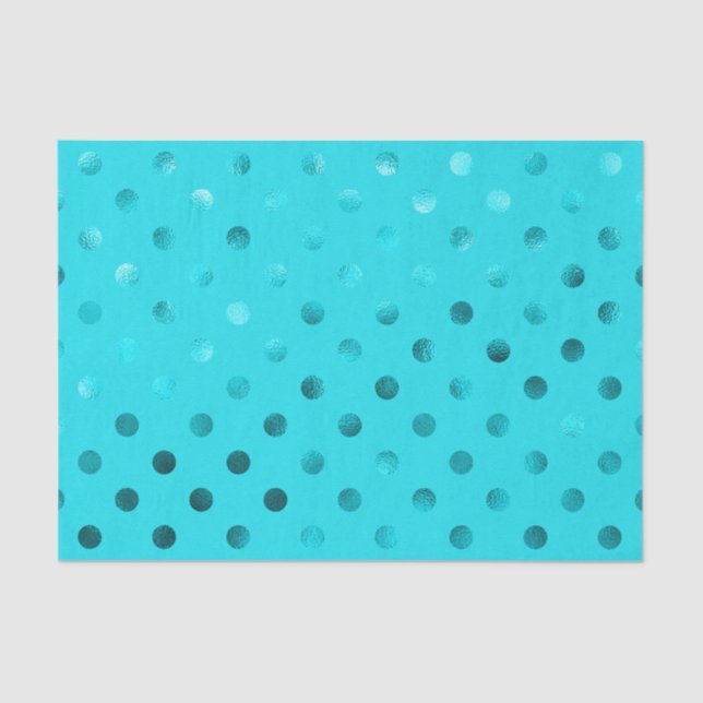 Teal Blue Metallic Polka Dot Pattern Swiss Dots Tissue Paper (Front)