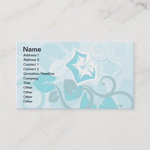 Teal Blue Modern Leaf Flower and Vine Business Cards
