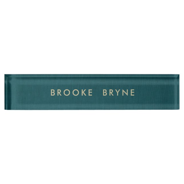 Teal Blue Modern Professional Minimalist Desk Name Plate (Front)