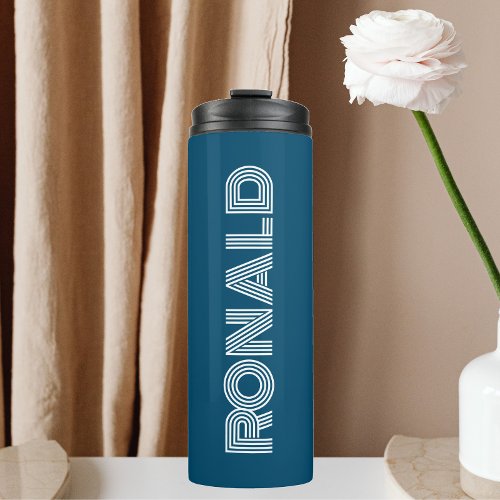 Teal Blue Modern Typography Groomsman Thermal Tumbler