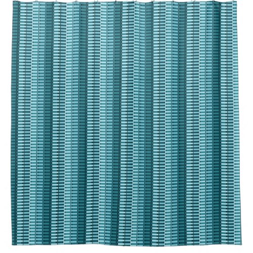 Teal Blue Modern Unique Abstract Stripe Pattern Shower Curtain
