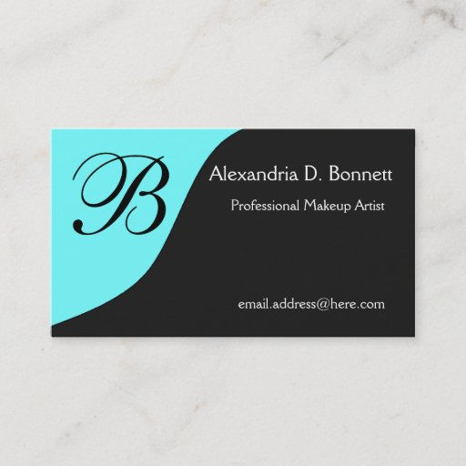 Customizable Teal Blue Monogram Business Cards