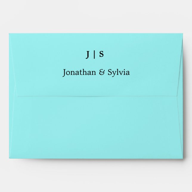 Teal Blue Monograms Name Initials Beach Weddings Envelope (Back (Top Flap))