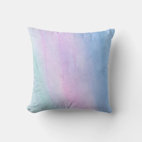 Teal Blue Morning Fog Abstract Red Skysweeping Throw Pillow
