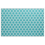 Teal Blue Moroccan lattice Quatrefoil Pattern Fabric