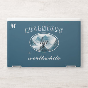 Teal Blue Mountains Monogram Inspiring Quote HP Laptop Skin