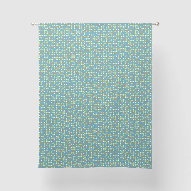 Teal Blue Multi Polka Dot Sheer Curtains (Front)