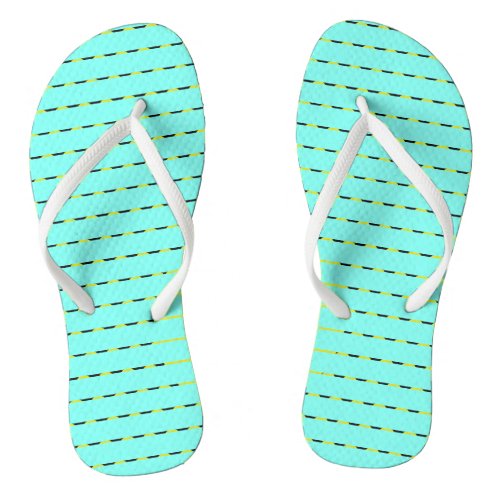 Teal Blue Multicolor Stripes Cute Stylish Beach Flip Flops