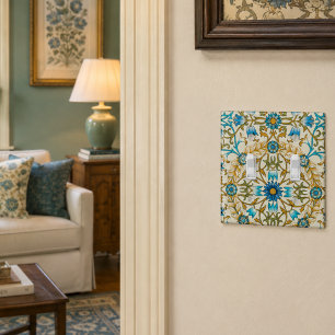 Teal Blue & Mustard William Morris Vine Arts Light Switch Cover