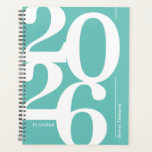 Teal Blue Name 2026 Planner<br><div class="desc">Experience the art of organizing your year in a visually minimal yet captivating way with our 2026 Annual Planner. Featuring a calming teal blue background and a large serif font, this planner is not just a tool, it's a statement. Personalize it with your name to make it uniquely yours. Discover...</div>