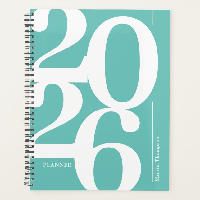 Teal Blue Name 2026 Planner (Front)