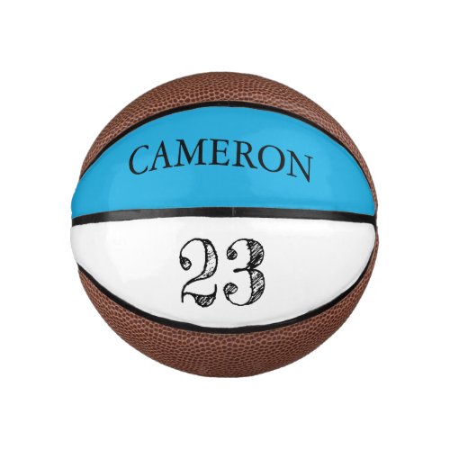 Teal blue Name Ball Player Number etching Mini Basketball