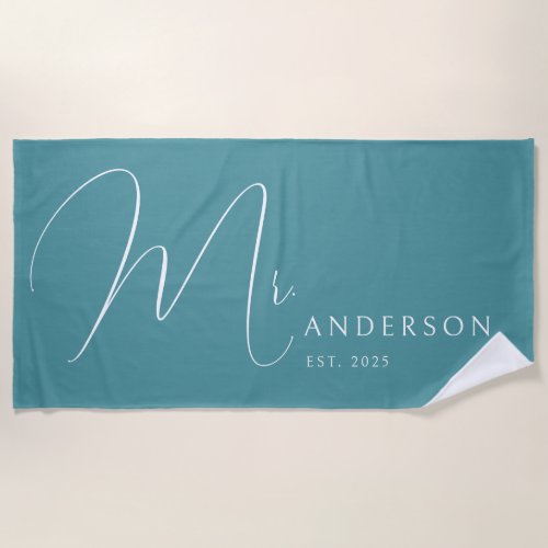 Teal Blue Newlyweds Mr Name Personalized Honeymoon