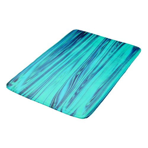 Teal Blue Ocean Wave Shiny Abstract Cute Colorful  Bath Mat