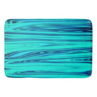 Teal Blue Ocean Wave Shiny Abstract Cute Colorful Bath Mat
