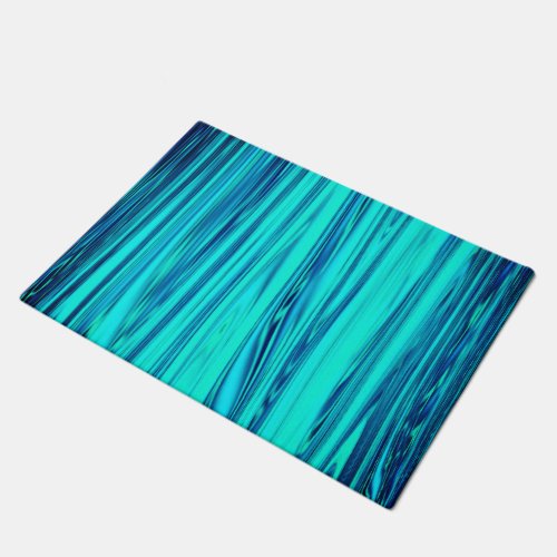 Teal Blue Ocean Wave Shiny Abstract Cute Colorful  Doormat