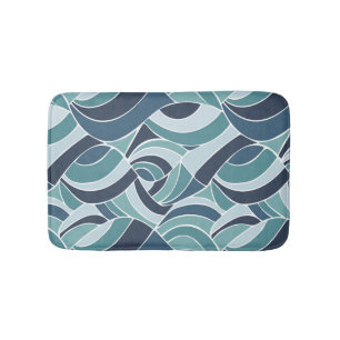Teal & Blue Ocean Waves Bath Mat