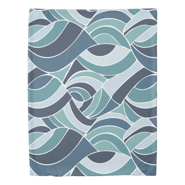 Teal & Blue Ocean Waves Duvet Cover (Front)