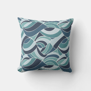 Teal & Blue Ocean Waves Throw Pillow