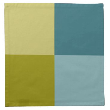 Teal Blue Olive Yellow Pattern Cloth Napkin