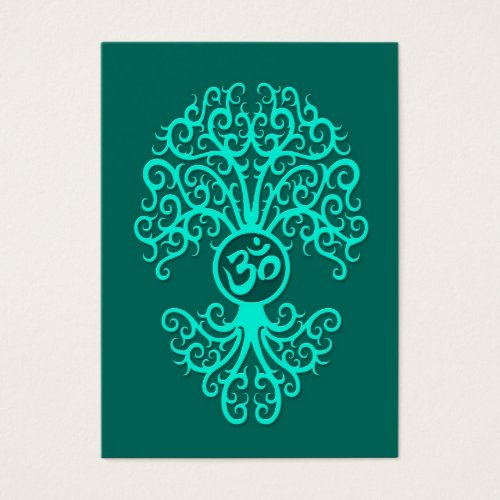 Teal Blue Om Tree Business Cards