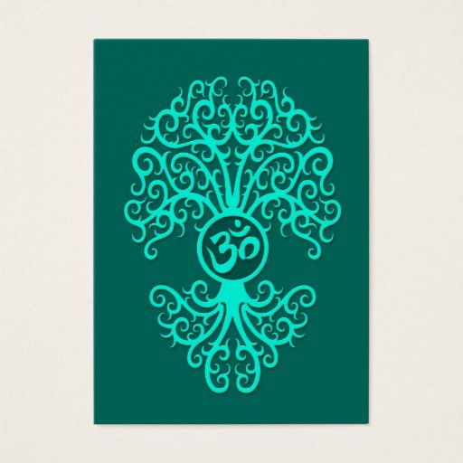 Customizable Teal Blue Om Tree Business Cards