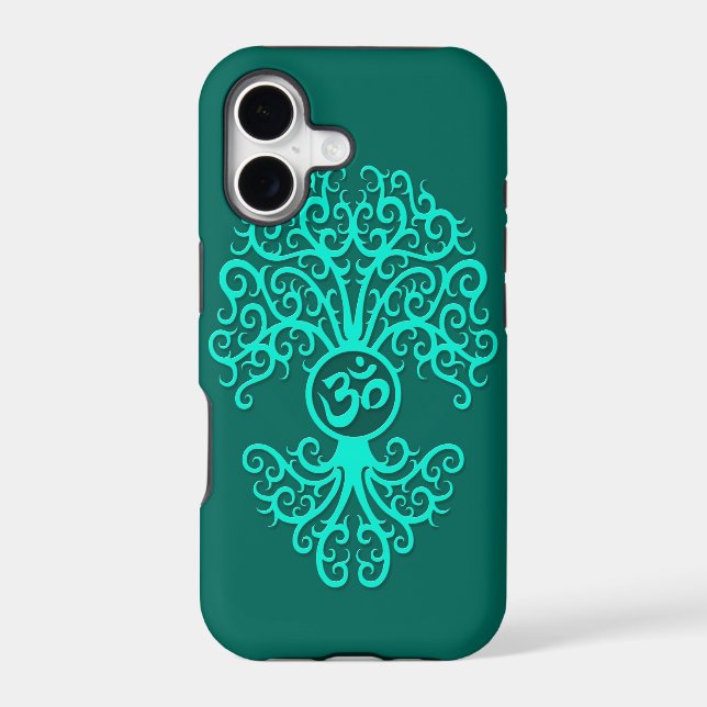 Teal Blue Om Tree Iphone Case (Back)