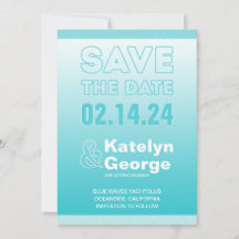 Teal Blue Ombre Save the Date Card