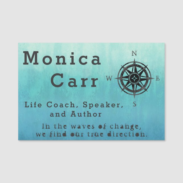 Teal Blue Ombre Sea Name Tag (Front)