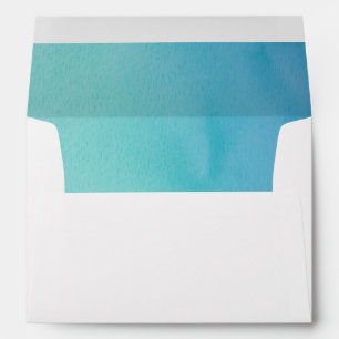 Teal & Blue Ombre Watercolor for Wedding Suite Envelope