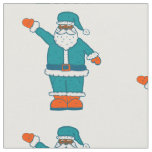 teal blue orange christmas black santa claus fabric