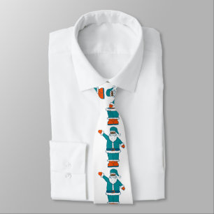 teal blue orange christmas black santa claus neck tie